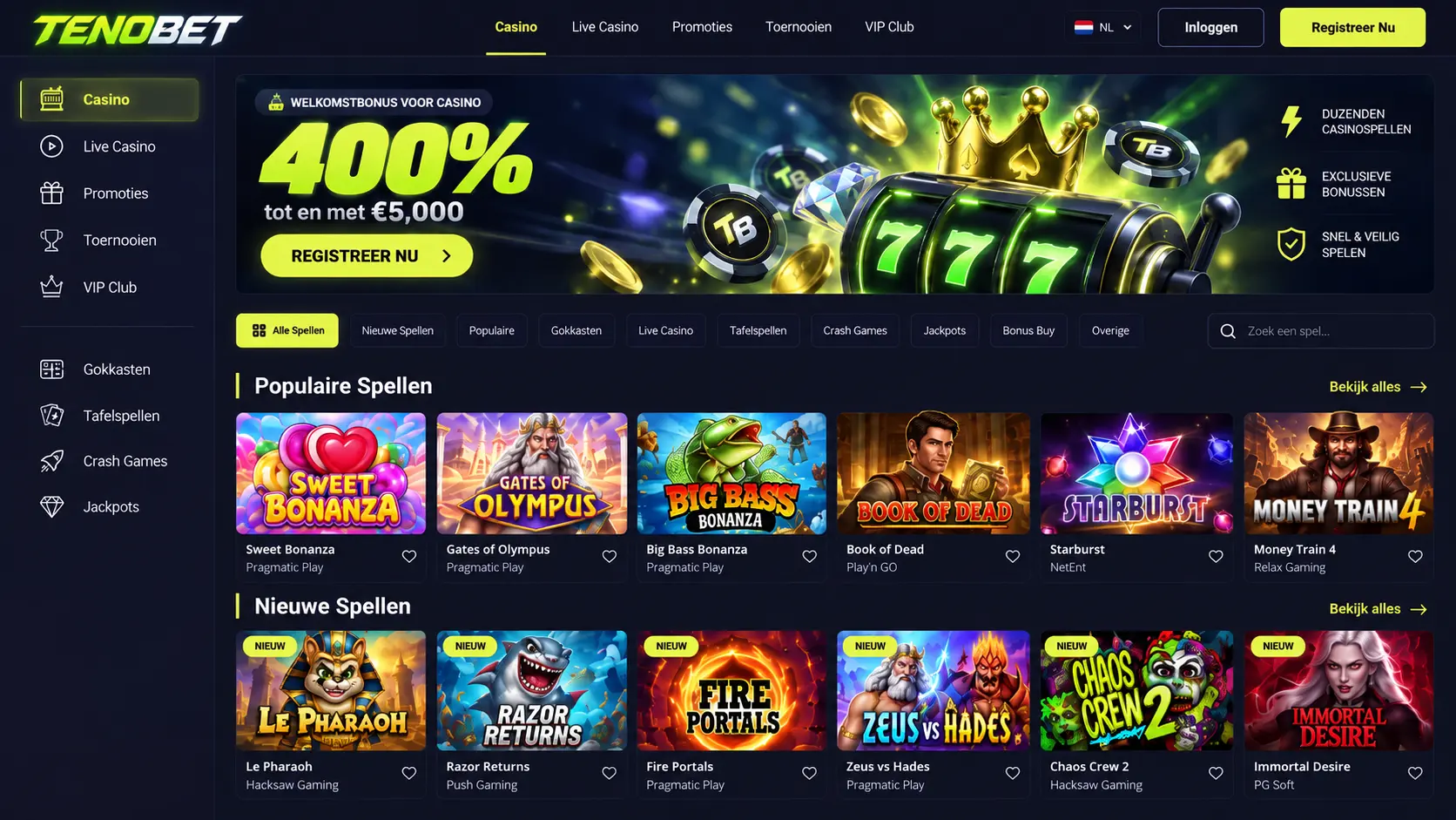 TenoBet Nederland: Casino Overzicht met Spellen en Welkomstdeal image 3